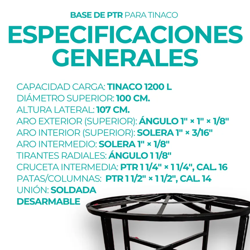 Especificaciones de la base