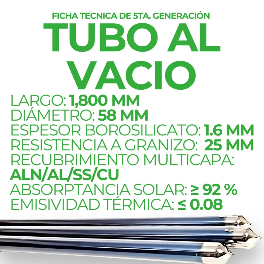 Especificaciones del tubo al vacío